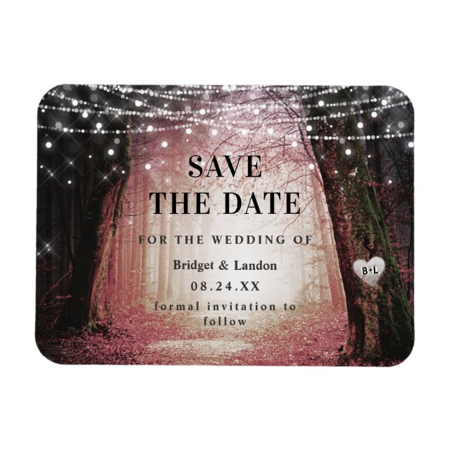 Märchenwald - Save the Date rosa Magnet (Horizontal)