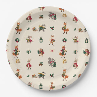 Märchenwald-Tiere Weihnachtsfeier Papier Pappteller