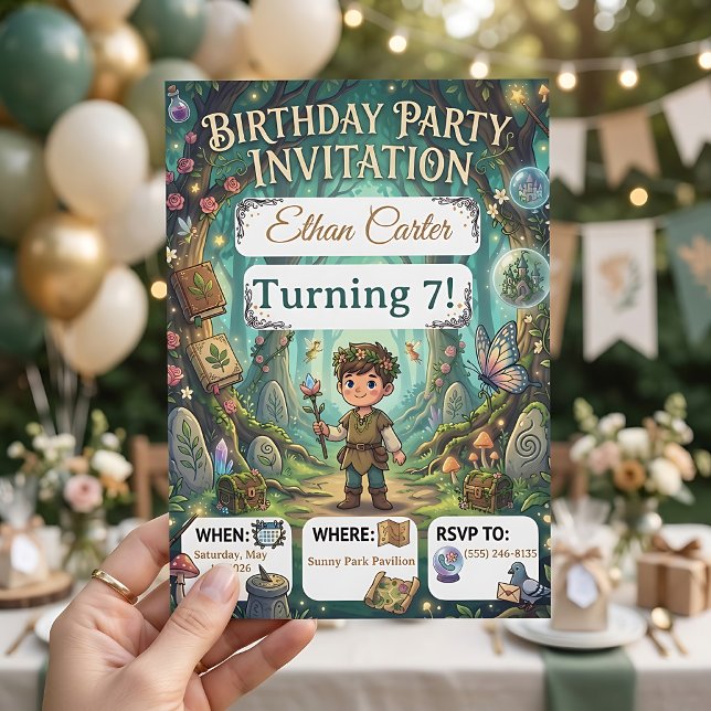 Märchenwald | Waldabenteuer-Geburtstagsfeier in Einladung (Fairy Tale Forest | Woodland Adventure Birthday In Invitation Birthday Invitation)