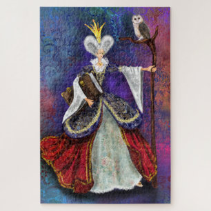 Märchenzauberin mit Owl Fantasy-Puzzle Zeichnend Puzzle