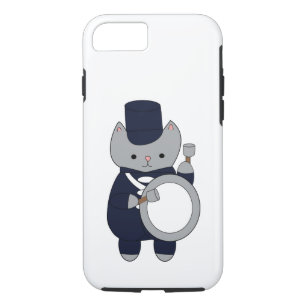 Marching Band Cat Navy Blue White Bass Drummer Case-Mate iPhone Hülle