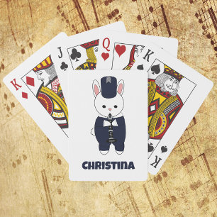 Marching Band Clarinet Rabbit Blue Personalize Spielkarten