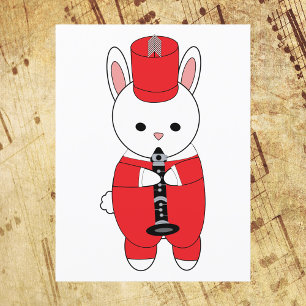 Marching Band Clarinet Rabbit Red White Postkarte