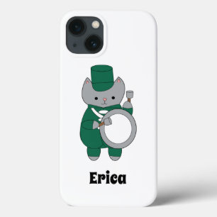 Marching Band Drummer Cat Green White personalisie Case-Mate iPhone Hülle
