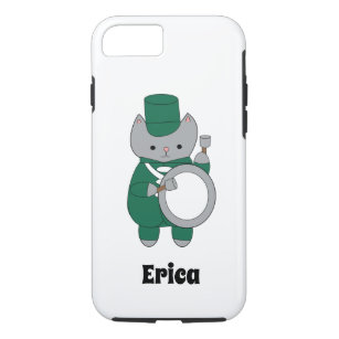 Marching Band Drummer Cat Green White personalisie Case-Mate iPhone Hülle