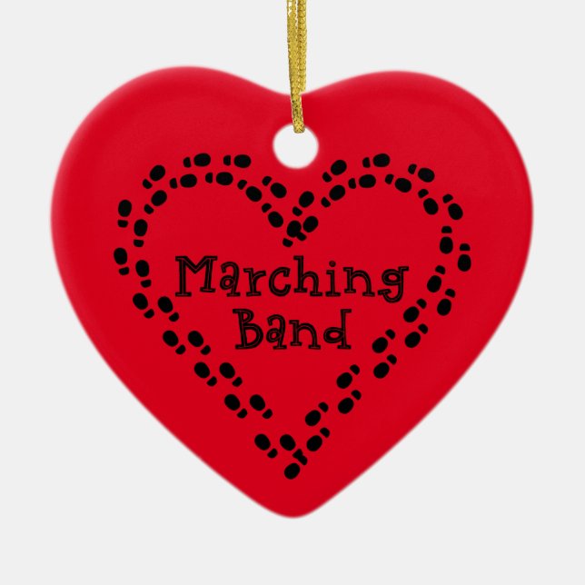 Marching Band Footprints Herz Keramik Ornament (Vorne)
