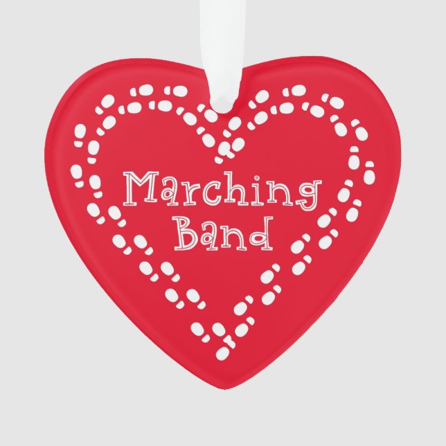 Marching Band Footprints Herz Ornament (Vorderseite)
