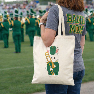 Marching Band Hase Posaunist Grün Gold Tragetasche