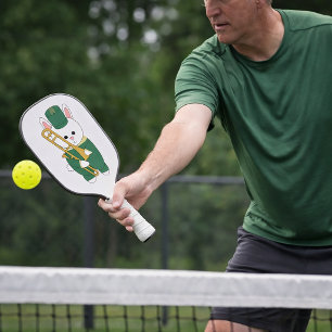 Marching Band Kaninchen mit goldenem Posaune Grün Pickleball Schläger