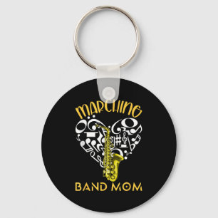 Marching-Band-Mama-Herz-Liebe-Musiknoten-Saxophon Schlüsselanhänger