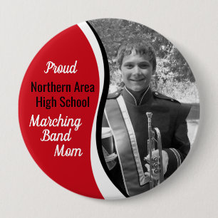 Marching Band Mama Red Black Button