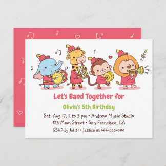 Marching Band Safari Animals Kindergeburtstag Part Einladung