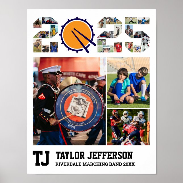 Marching Band Senior 2025 Sports Foto Collage Poster (Vorne)