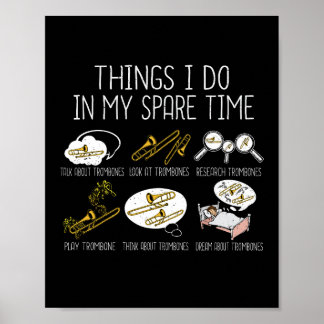 Marching Band Trombone Gift Men Jazz Music Poster