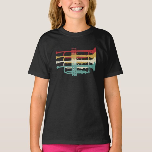 Marching Band Trumpet Player Retro Design T-Shirt (Vorderseite)