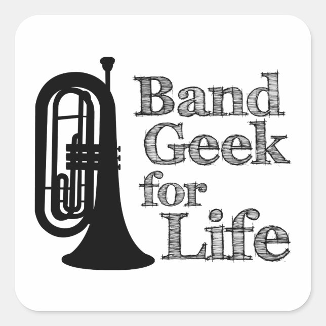 Marching Baritone Band Geek Quadratischer Aufkleber (Vorderseite)