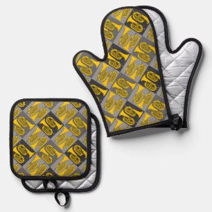 Marching Baritone Crosshatch Ofenhandschuh & Topflappen-Set