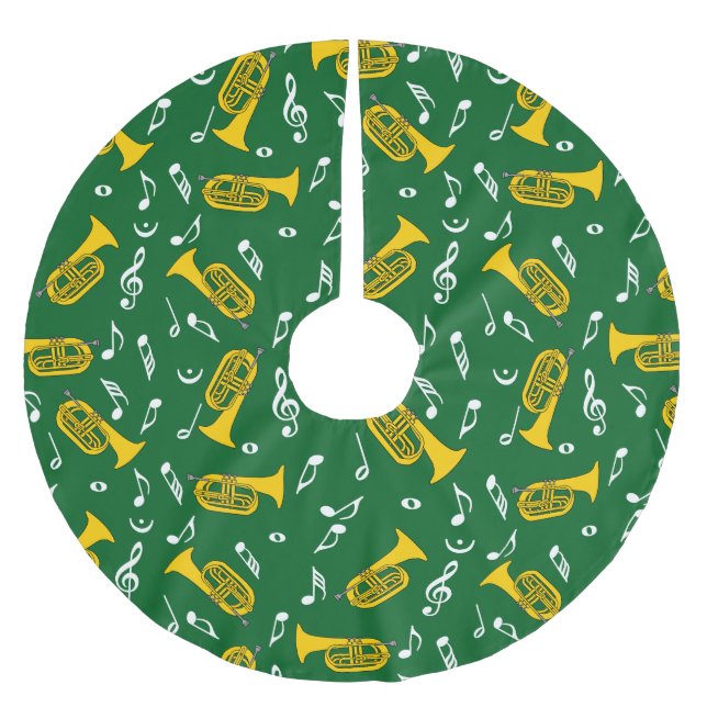 *Marching Baritone Musiknoten Polyester Weihnachtsbaumdecke (Vorderseite)