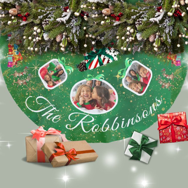 Marching Festive Rentier Green 3 Foto Tree Skirt Polyester Weihnachtsbaumdecke (Von Creator hochgeladen)