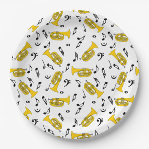 Marching von Baritone Musiknotens Bass Clefs Pappteller