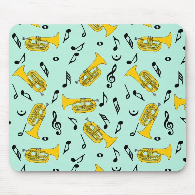 Marching von Baritone Musiknotens Treble Clefs Mousepad (Vorne)