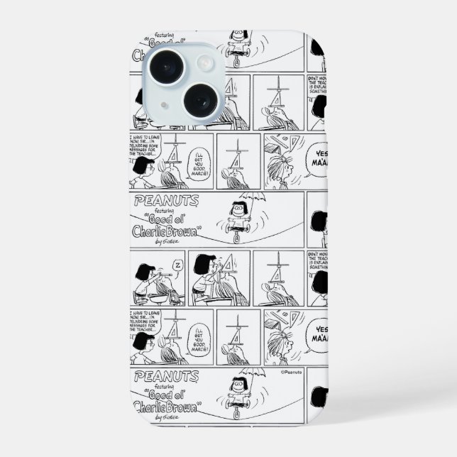 Marcie & Peppermint Patty im Klassenzimmer iPhone 15 Hülle (Rückseite)