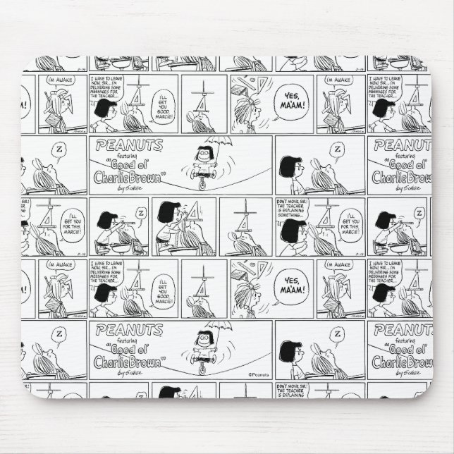 Marcie & Peppermint Patty im Klassenzimmer Mousepad (Vorne)