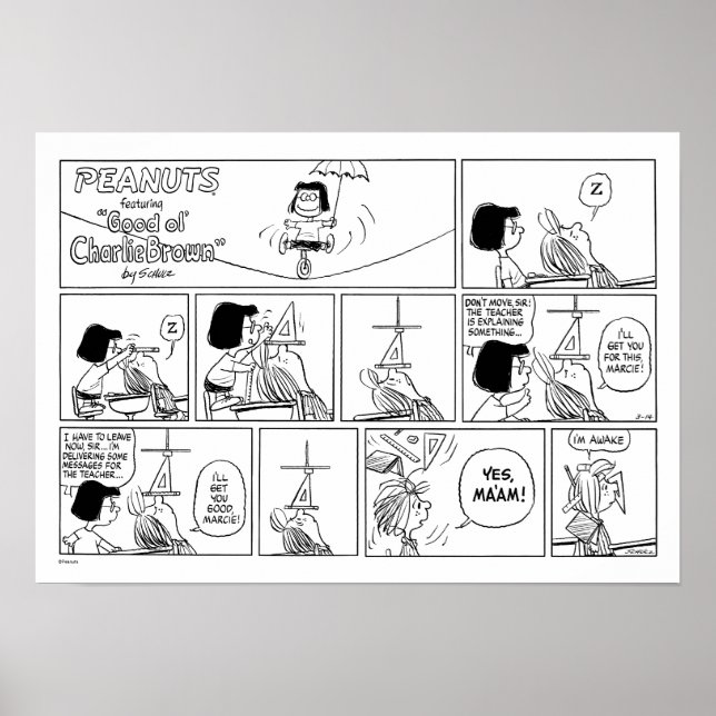 Marcie & Peppermint Patty im Klassenzimmer Poster (Vorne)