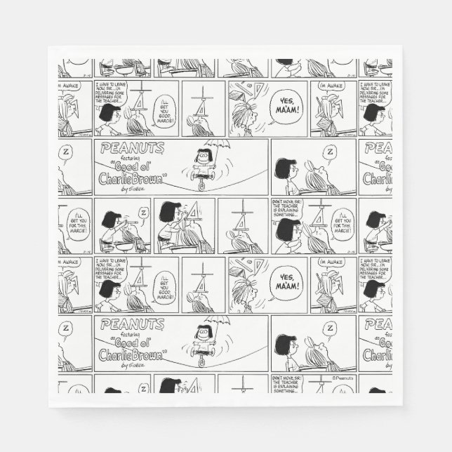 Marcie & Peppermint Patty im Klassenzimmer Serviette (Vorderseite)