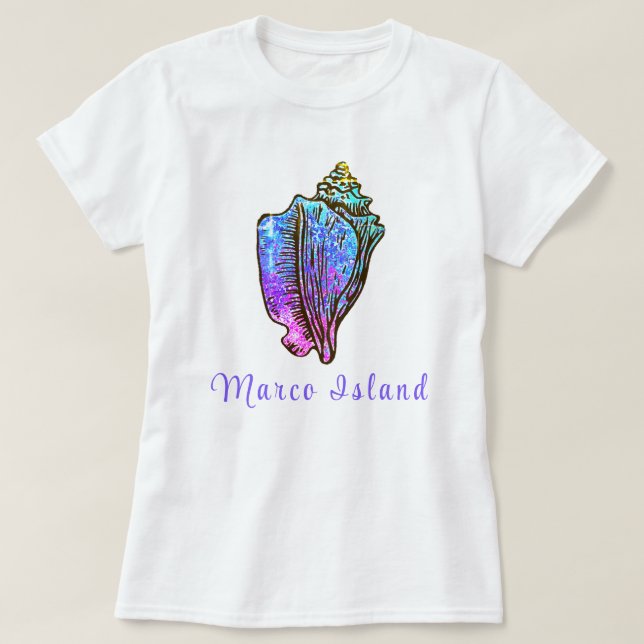Marco Island Florida Hübsch Conch Sea Muschel T-Shirt (Design vorne)
