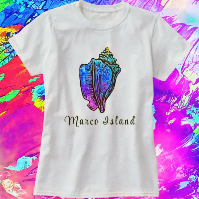 Marco Island Florida Hübsch Conch Sea Muschel T-Shirt (Pretty Marco Island Seashell Shirt)
