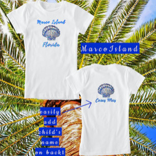 Marco Island Florida Hübsche Mosaik-Muschel Name T-Shirt