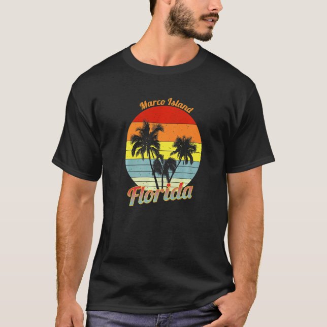 Marco Island Florida Retro Tropical Palm Trees Vac T-Shirt (Vorderseite)