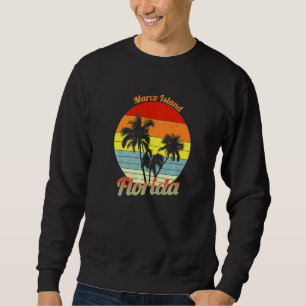 Marco Island Florida Retro Tropische Palmen Urlaub Sweatshirt