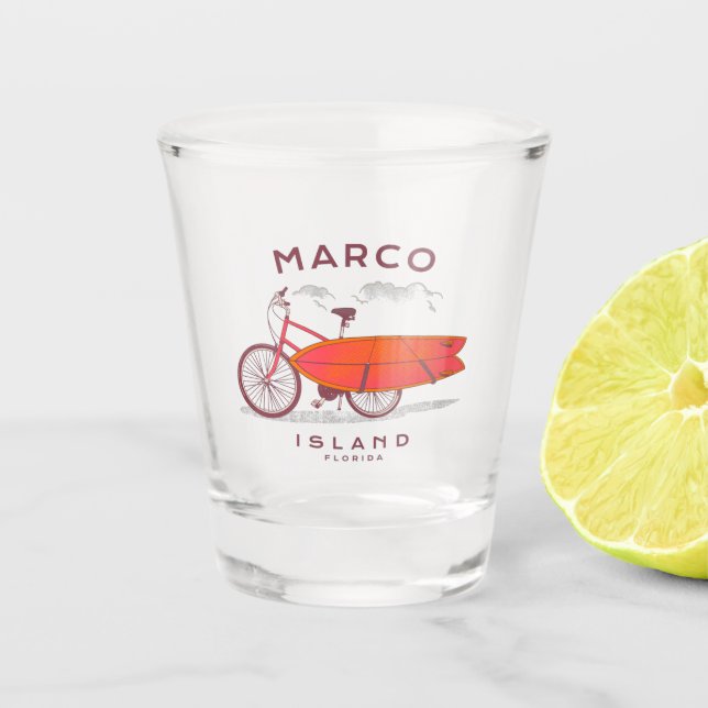 Marco Island Florida Vintag Beach Surfen Schnapsglas (Vorderseite)