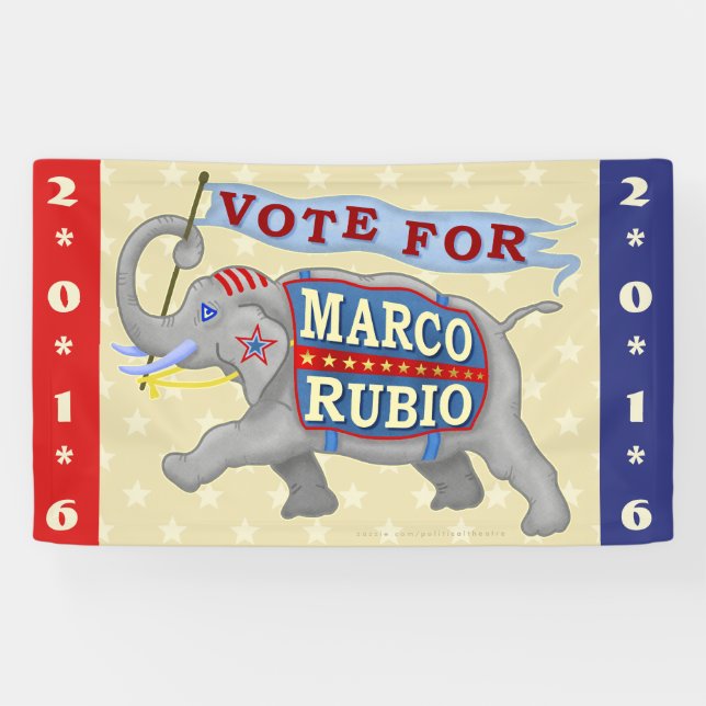 Marco Rubio Präsident 2016 Republikanischer Elefan Banner (Horizontal)