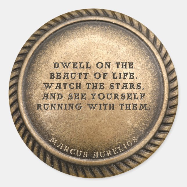Marcus Aurelius Quote Dwell über die Schönheit des Runder Aufkleber (Vorderseite)