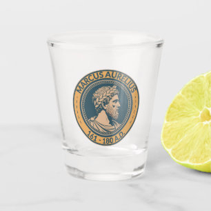 Marcus Aurelius römischer Kaiser Illustration Badg Schnapsglas