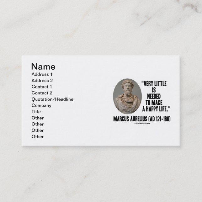 Marcus Aurelius sehr wenig gebraucht machen glückl Visitenkarte (Vorderseite)