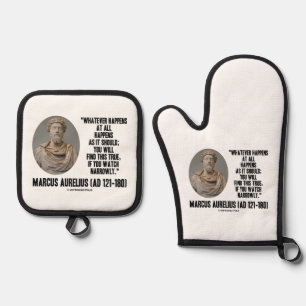 Marcus Aurelius Was auch immer passiert Ofenhandschuh & Topflappen-Set