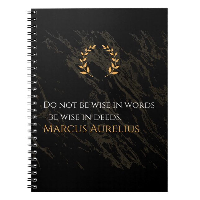 Marcus Aurelius Weisheit: Aktionen sprechen laut Notizblock (Vorderseite)