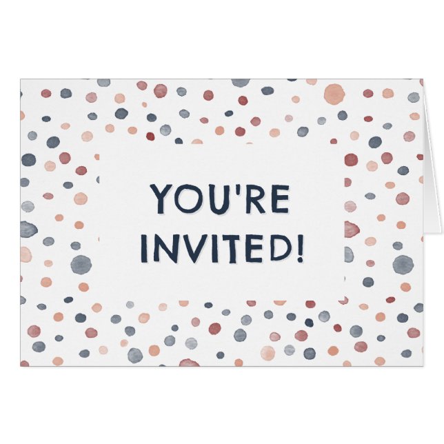 Marcus Confetti Watercolor Dots Birthday Invite (Vorderseite (Horizontal))