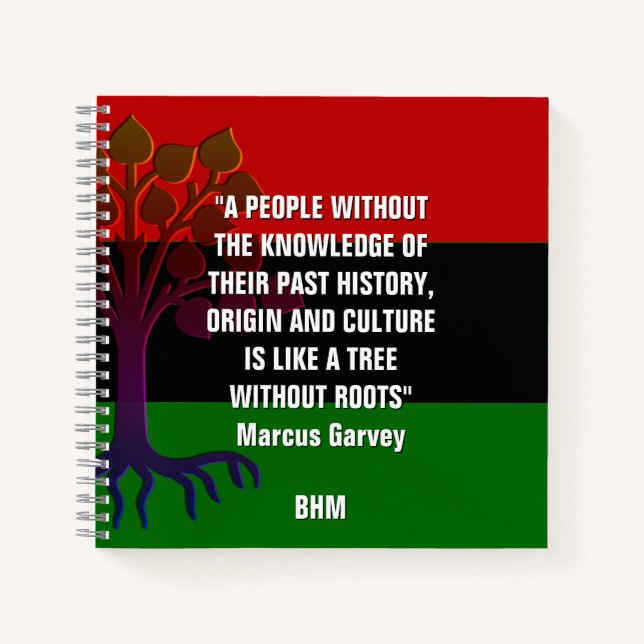 Marcus Garvey TREE OHNE ROOTS Monogramm Notizbuch (Vorderseite)