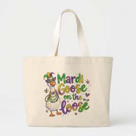 Mardi Goose-Tasche – Lustiges Tier Mardi Gras Auto Jumbo Stoffbeutel