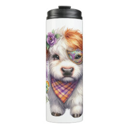Mardi Gra Highland Cow Thermosbecher
