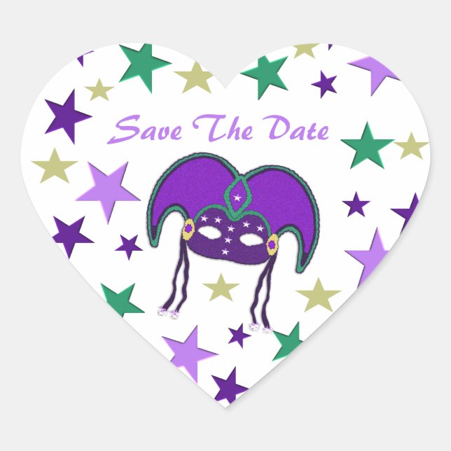 Mardi Gra Themed Save the Date Stickers (Vorderseite)