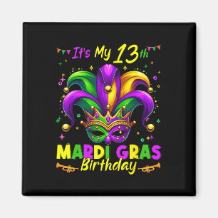 Mardi Gras 13. Geburtstag Fett Dienstag 13 Jahre a Magnet