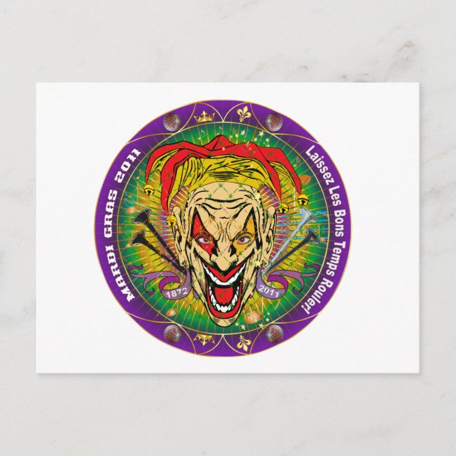Mardi Gras 2011 Joker-V-3 Postkarte (Vorderseite)