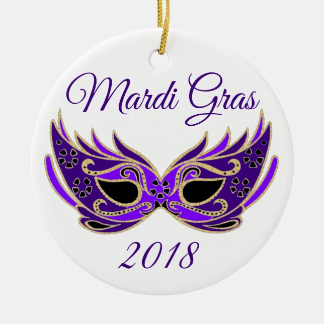 Mardi Gras 2018 Maske Keramik Ornament (Vorne)