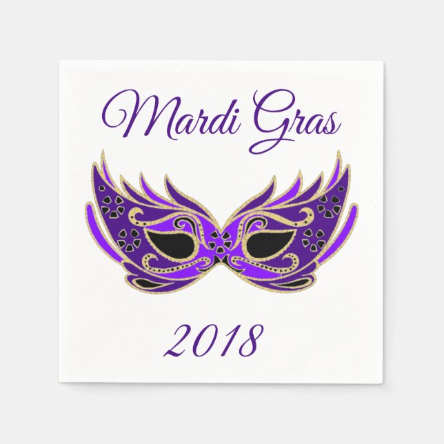 Mardi Gras 2018 Maske Serviette (Vorderseite)